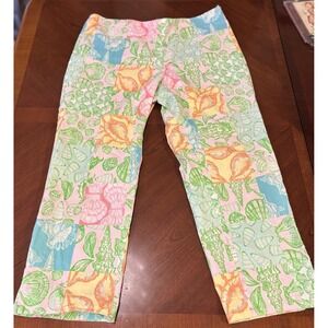 Vintage Lilly Pulitzer WHAT THE SHELL PATCH Patchwork Cropped Pants Size 16
